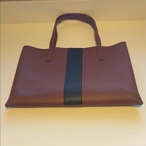 Roberto Cavalli Dark Brown Tote with Black Center Stripe